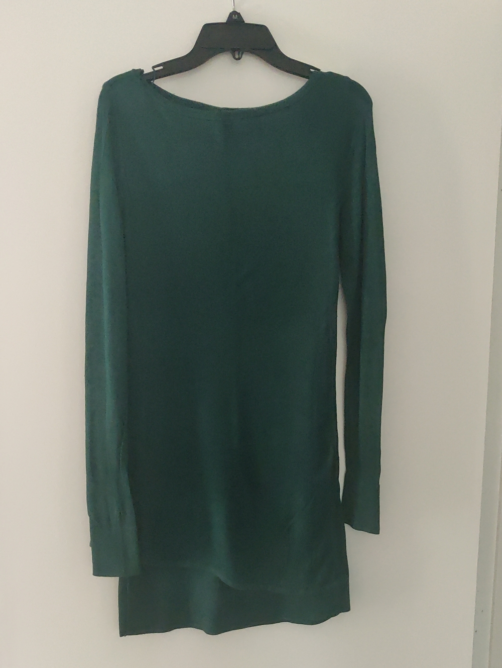 White House Black Market Dark Green Crewneck Knitted Dress, Long Sleeve